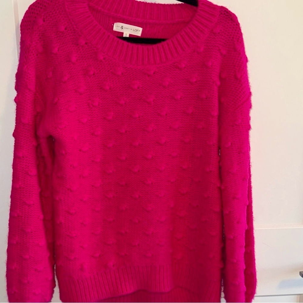 LOFT Bright Pink Crew Neck Sweater - Picture 3 of 5